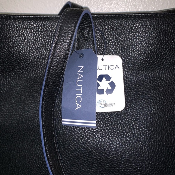 "NAUTICA"WOMEN'S BLK.FAUX PEBBLE LEATHER TOW THE LINE TOTE -AUTHENTIC - Picture 6 of 11